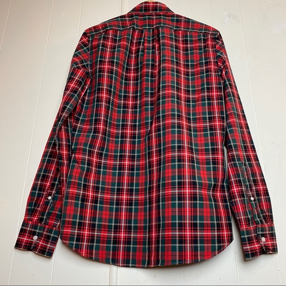 J Crew Red Holiday Plaid Cotton Button Up Shirt Men’s Size Small - Picture 5 of 8